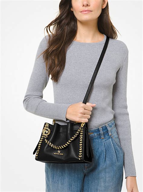 michael kors mina small pebbled leather crossbody bag|Michael Kors chain strap handbags.